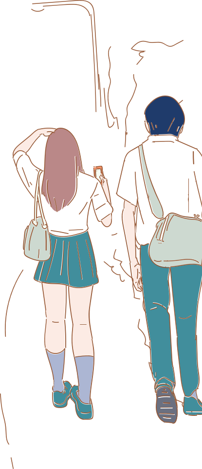 Ilustração de utilizadores navegando na cidade